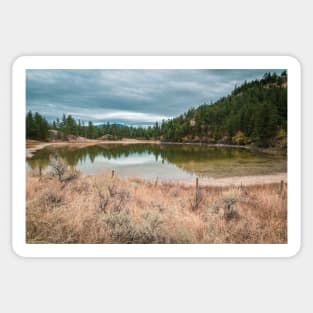 Autumn Lake Reflections in the Grasslands Sticker